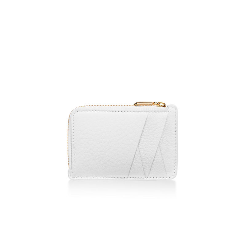 Tiffany & Co. T&CO. Tarjetero con cremallera de piel color blanco Rebajas