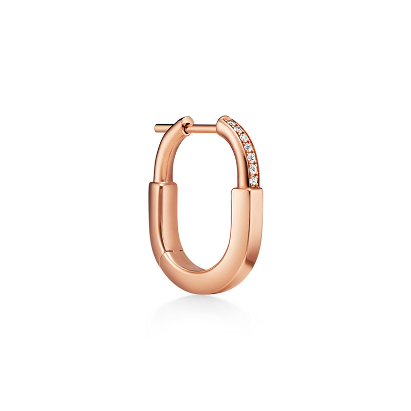 Tiffany & Co. Tiffany Lock Pendientes pequeños de oro rosa con diamantes Grandes descuentos