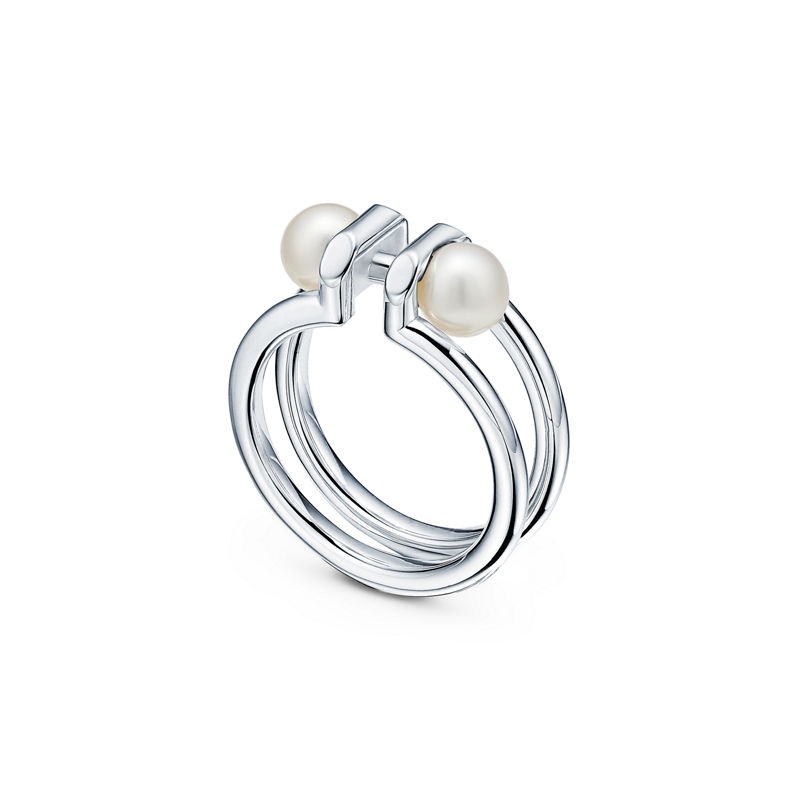 Tiffany & Co. Tiffany HardWear Anillo doble de perlas de plata de ley de plata de ley Rebajas de fin de temporada
