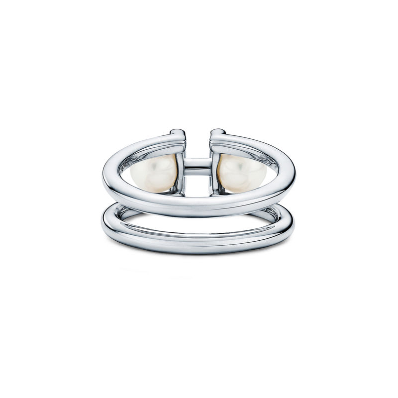 Tiffany & Co. Tiffany HardWear Anillo doble de perlas de plata de ley de plata de ley Rebajas de fin de temporada