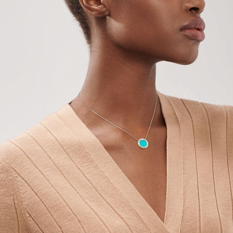 Tiffany & Co. Tiffany T Colgante circular de diamantes y turquesa de oro blanco Rebajas top