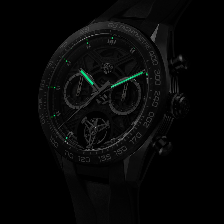 TAG Heuer TAG Heuer Carrera Chronograph Tourbillon Extreme Sport Automático 44 mm Titanio con revestimiento DLC CBU5080.FT6272 Precio ultrabajo