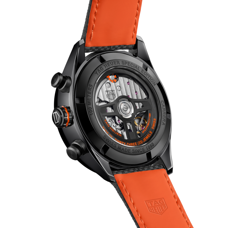 TAG Heuer TAG Heuer Carrera Chronograph x Porsche Orange Racing Automático 44 mm Acero con revestimiento de DLC CBN2A1M.FC6526 En oferta