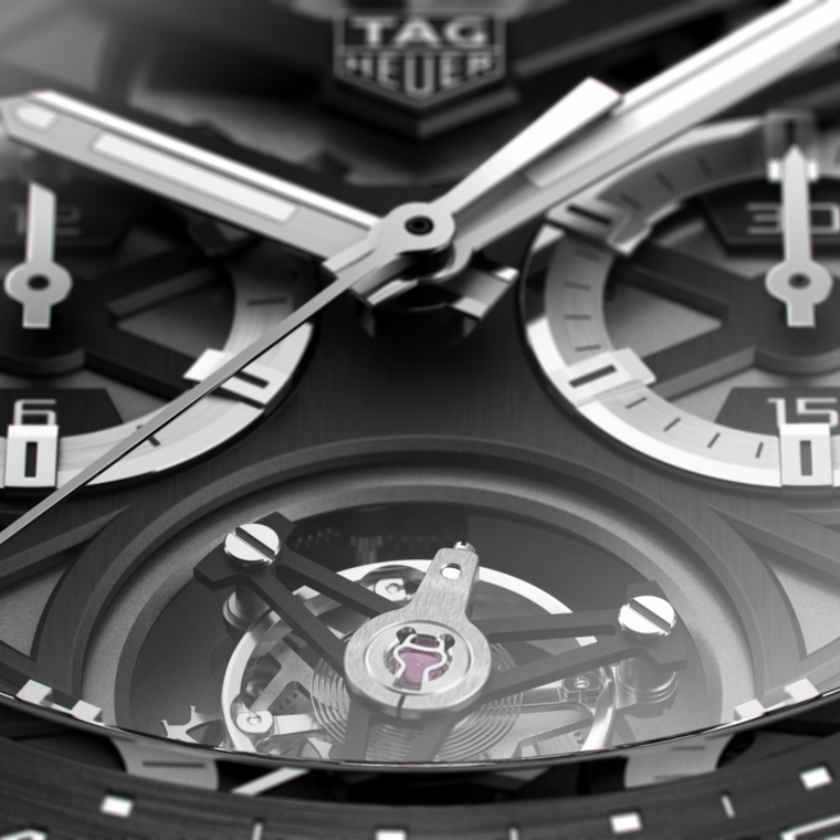 TAG Heuer TAG Heuer Carrera Chronograph Tourbillon Automático 45 mm Titanio con revestimiento de PVD CAR5A8Y.FC6377 Tienda