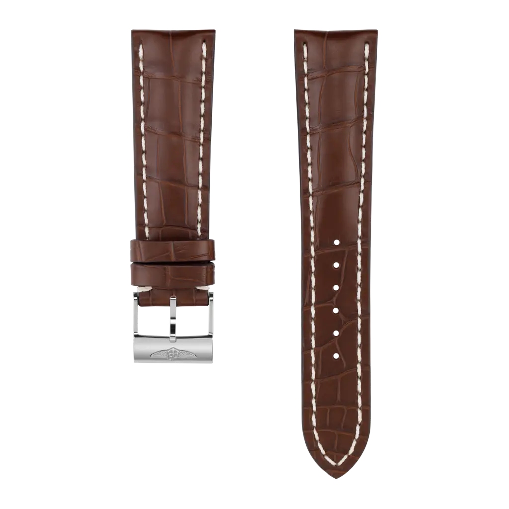 Breitling Correa de piel de cocodrilo marrón - 24 MM