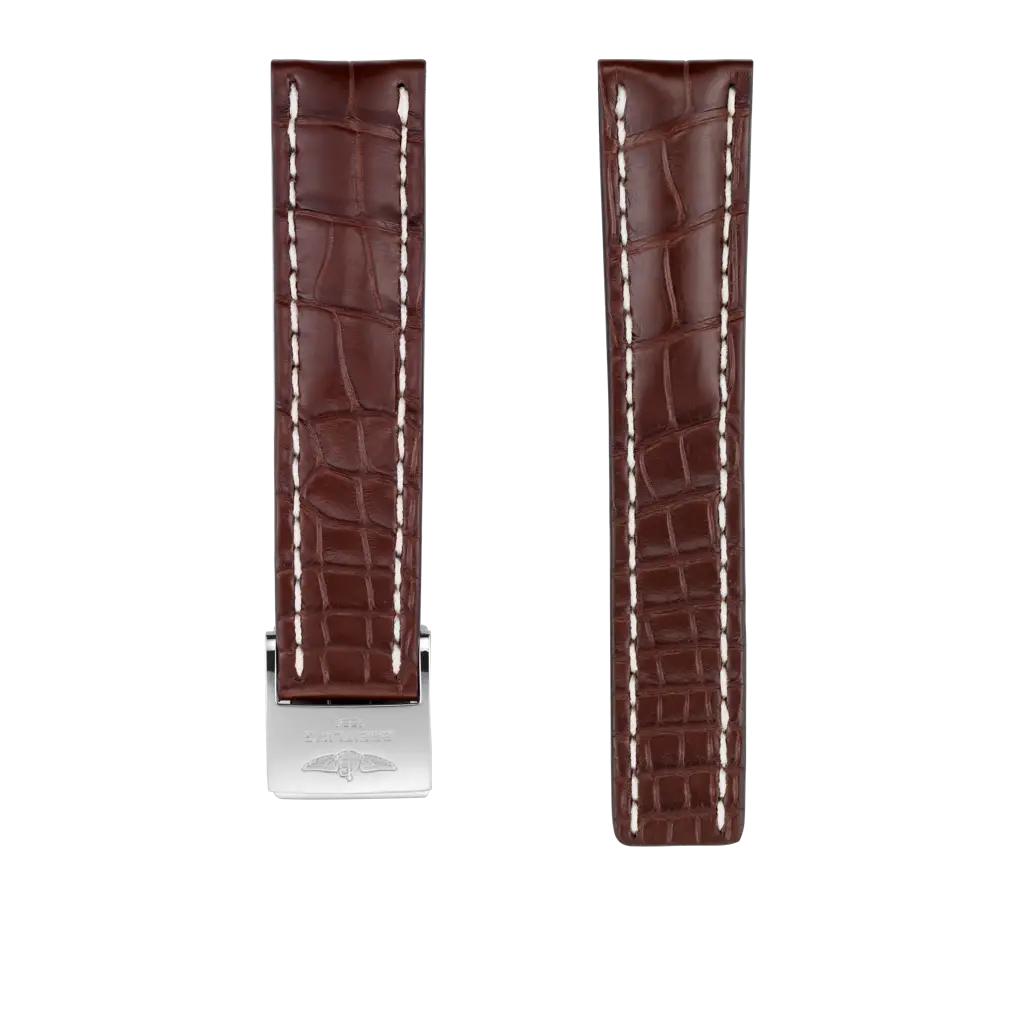 Breitling Correa de piel de cocodrilo marrón - 22 MM