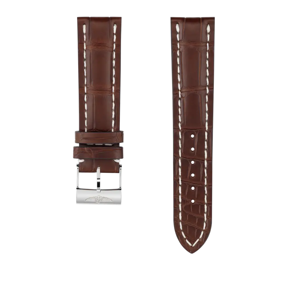 Breitling Correa de piel de cocodrilo marrón - 22 MM