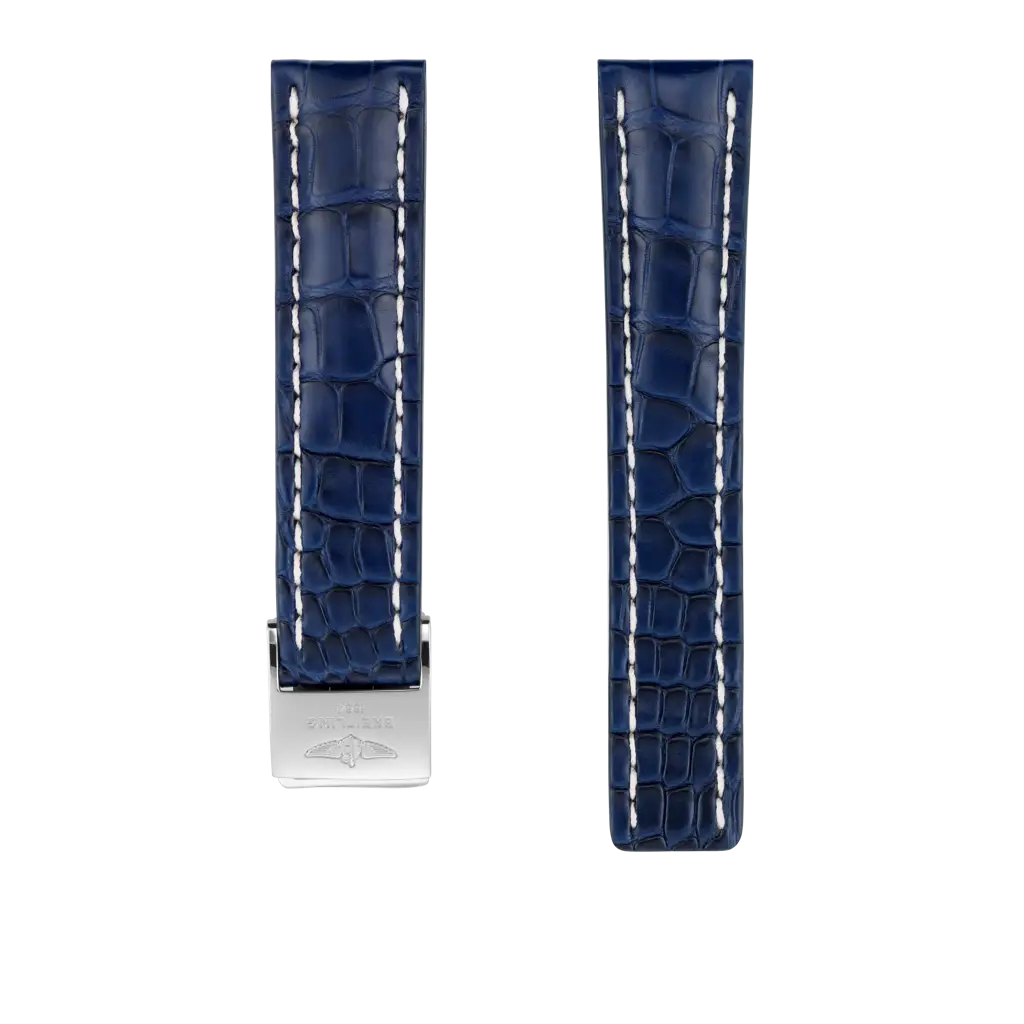 Breitling Correa de piel de cocodrilo azul - 22 MM