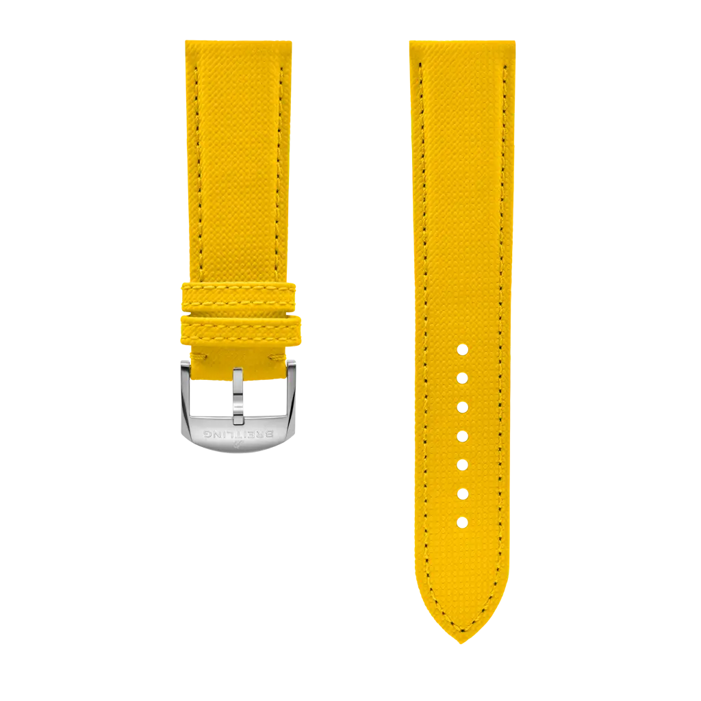 Breitling Correa militar de piel de becerro amarilla - 22 MM