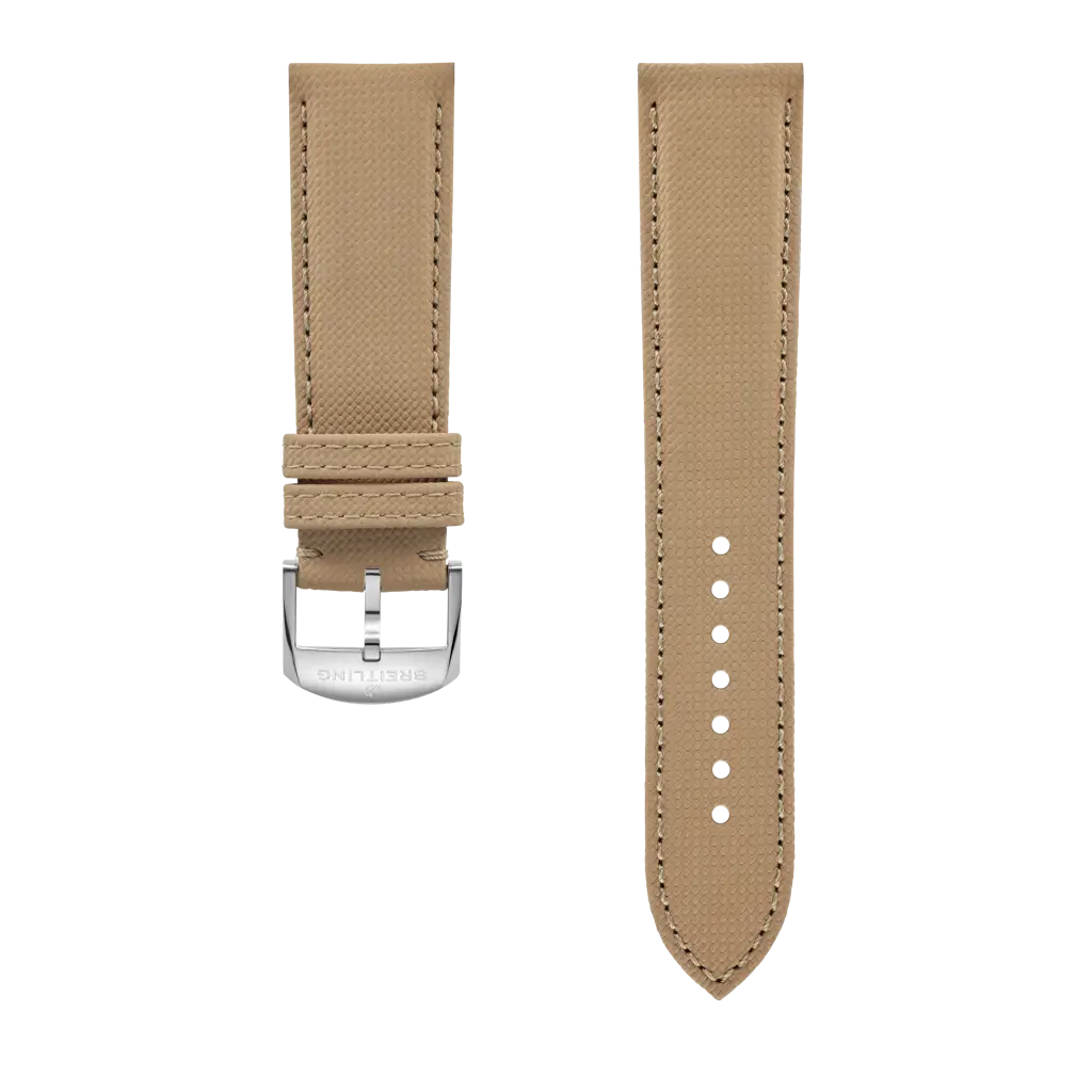Breitling Correa militar de piel de becerro beis - 22 MM