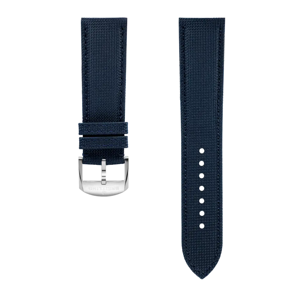 Breitling Correa militar de piel de becerro azul - 22 MM
