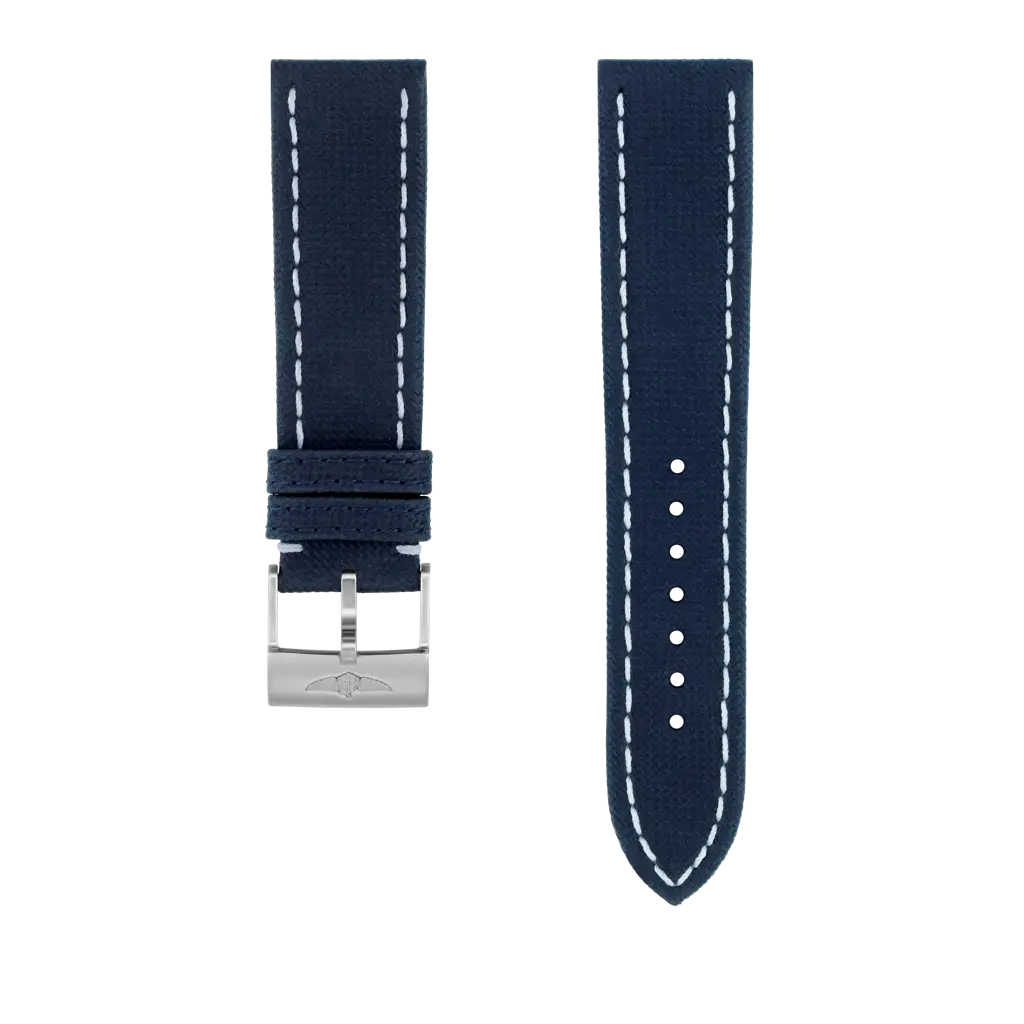 Breitling Correa militar de piel de becerro azul - 22 MM