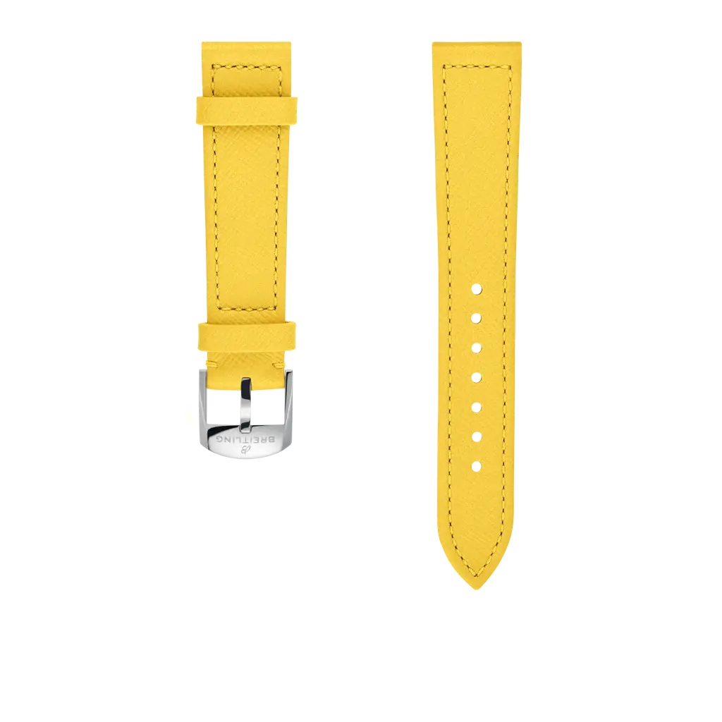 Breitling Correa de piel de becerro en color limón - 18 MM