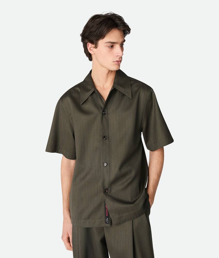 Bottega Veneta Camisa de lana con un discreto motivo chevron