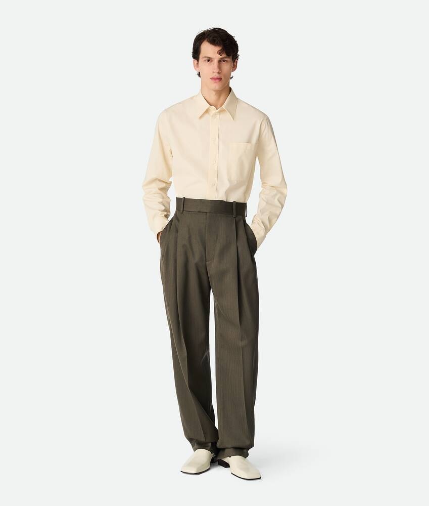 Bottega Veneta Pantalones rectos de lana con un discreto motivo chevron