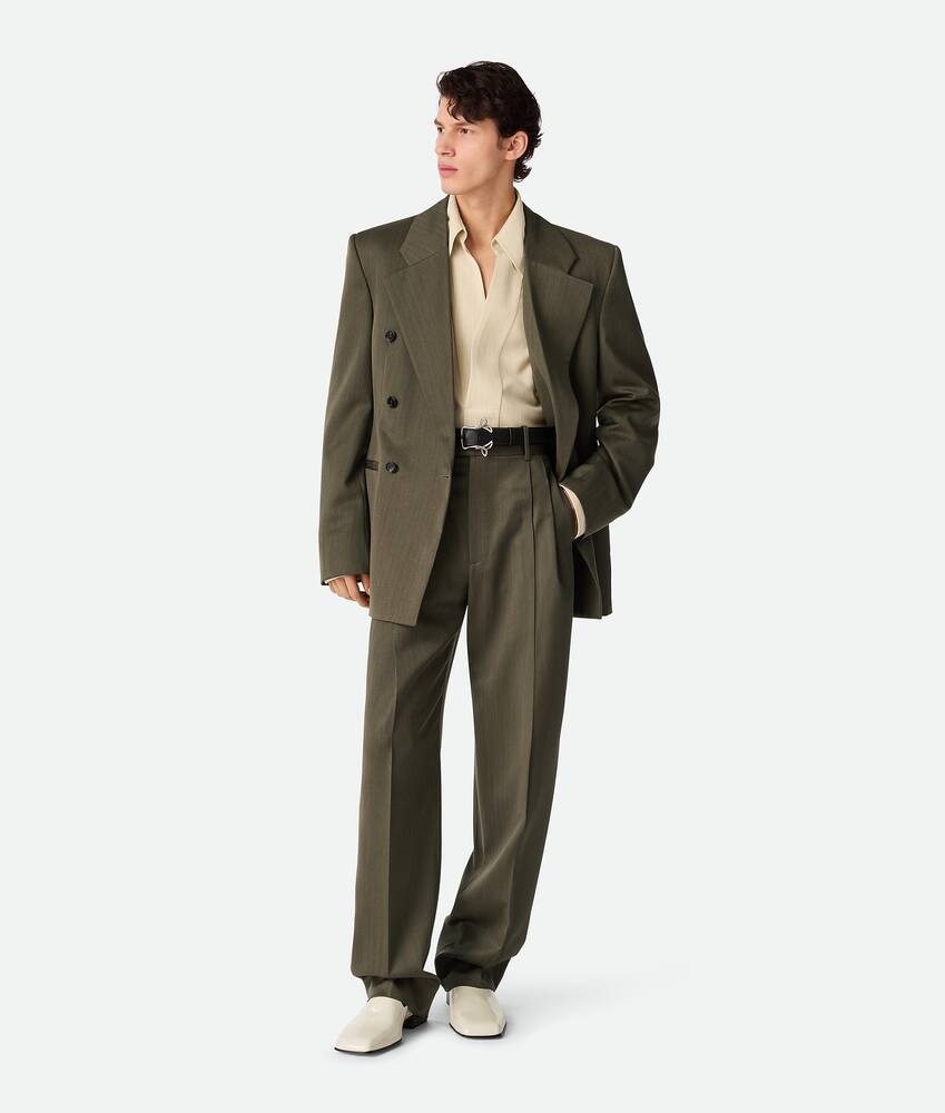 Bottega Veneta Pantalones rectos de lana con un discreto motivo chevron Rebajas top