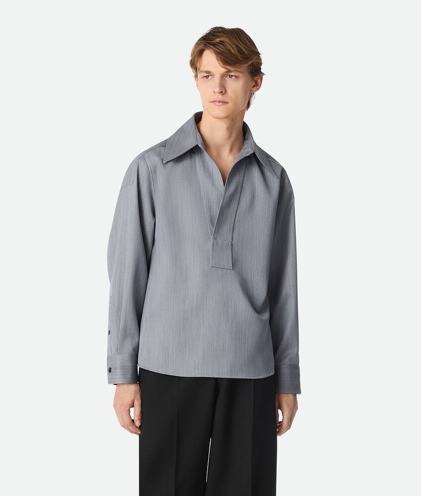 Bottega Veneta Camisa de lana con un discreto motivo chevron