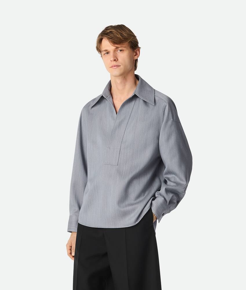 Bottega Veneta Camisa de lana con un discreto motivo chevron Últimos 3 días