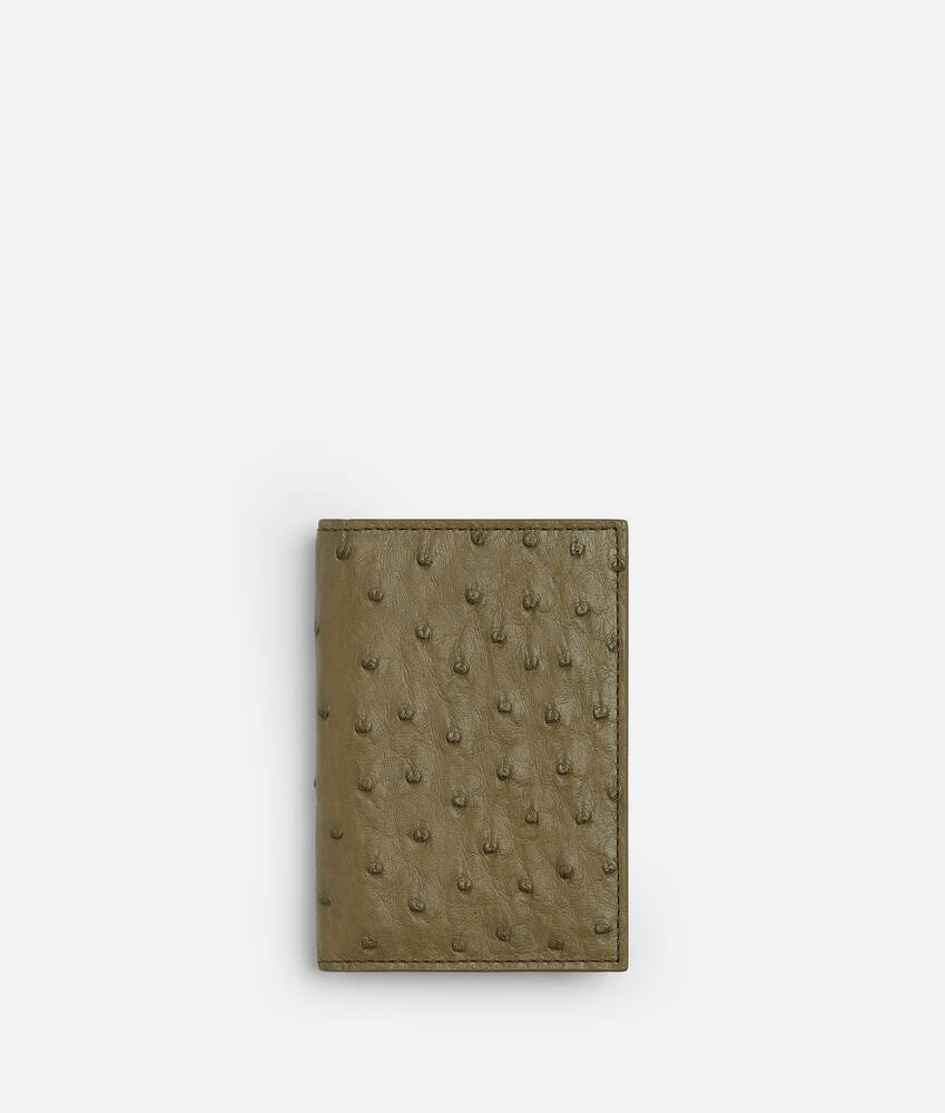 Bottega Veneta Tarjetero Flap de piel de avestruz