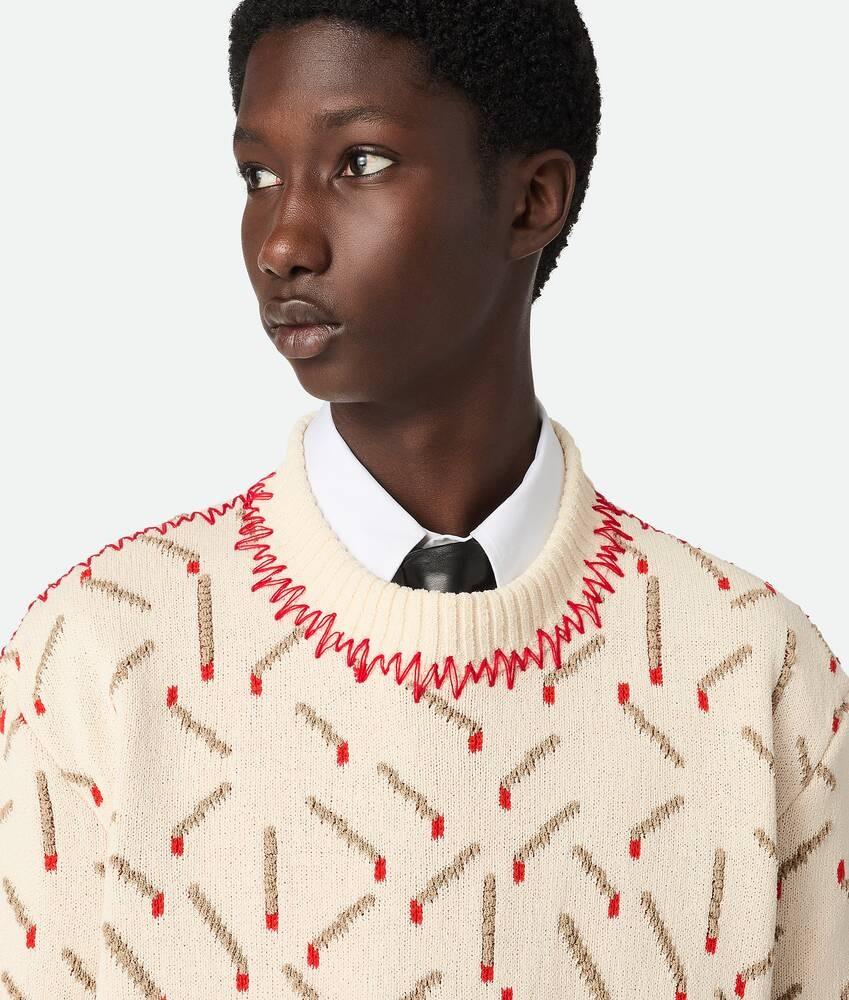 Bottega Veneta Jersey de jacquard de algodón con motivo de fósforos Ofertas especiales