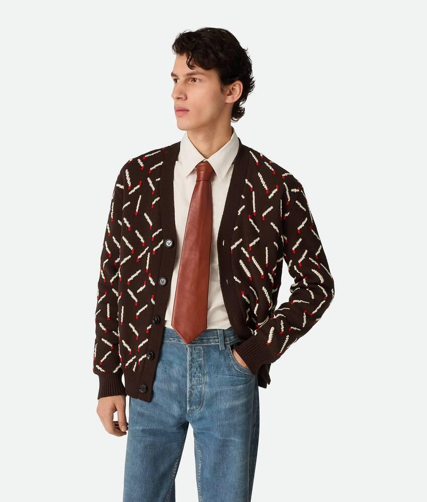 Bottega Veneta Cárdigan de jacquard de algodón con motivo de fósforos Precio ultrabajo