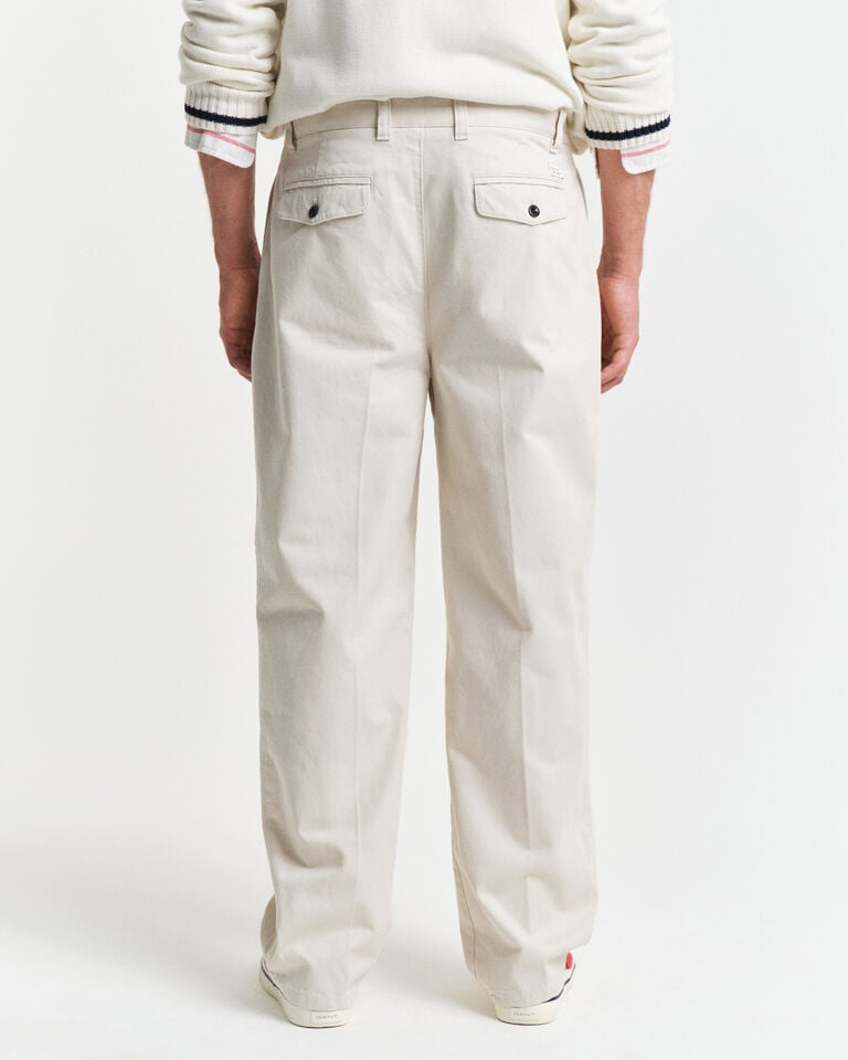 Gant Pantalones chinos de pinzas Relaxed Fit en sarga de algodón Descuento por venta flash
