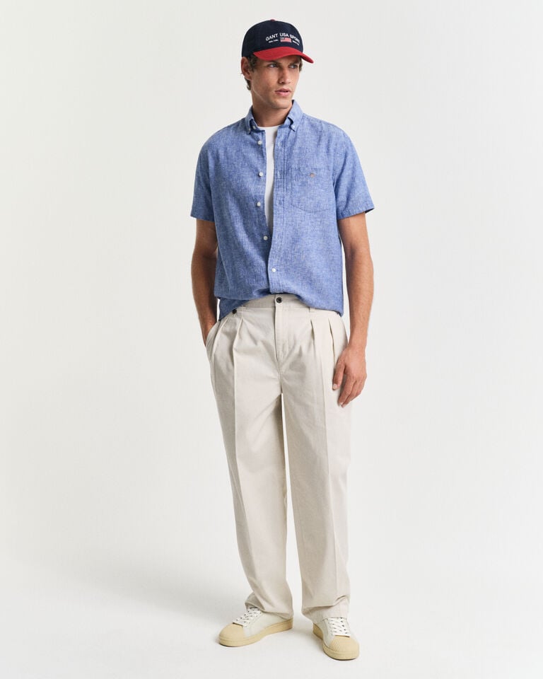Gant Camisa Regular Fit de manga corta en algodón y lino Tienda