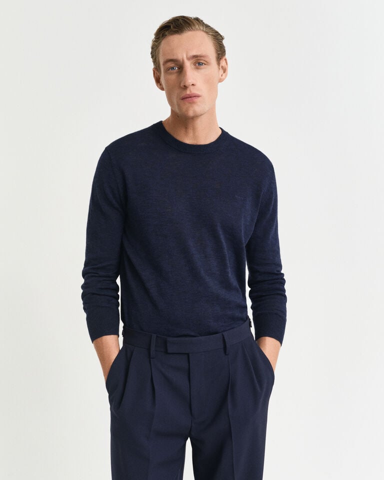 Gant Jersey de cuello redondo en mezcla de lino