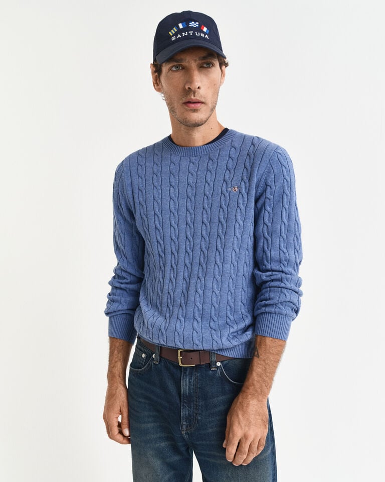 Gant Jersey de cuello redondo y punto de ochos en algodón