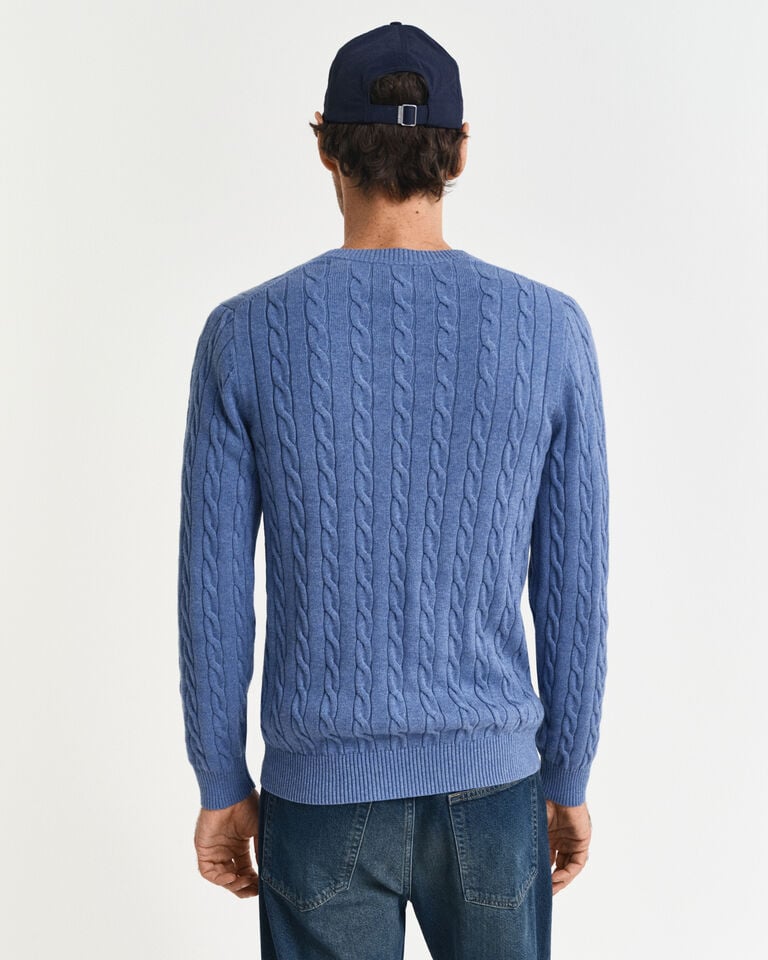 Gant Jersey de cuello redondo y punto de ochos en algodón Promoción por tiempo limitado
