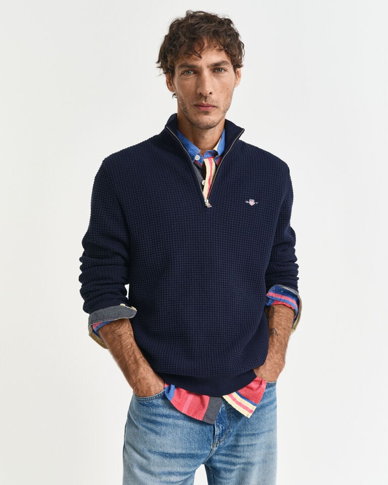 Gant Jersey de algodón con media cremallera y textura Solo hoy
