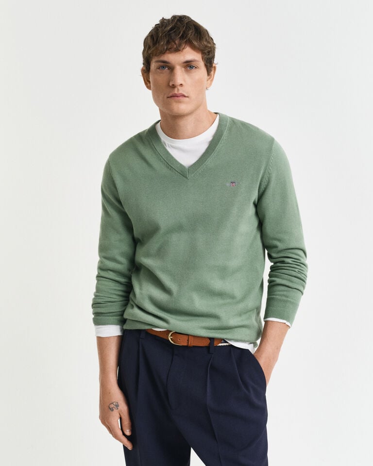 Gant Jersey clásico de algodón con cuello de pico