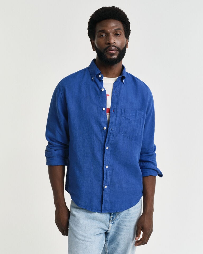 Gant Camisa Regular Fit de lino teñido en prenda