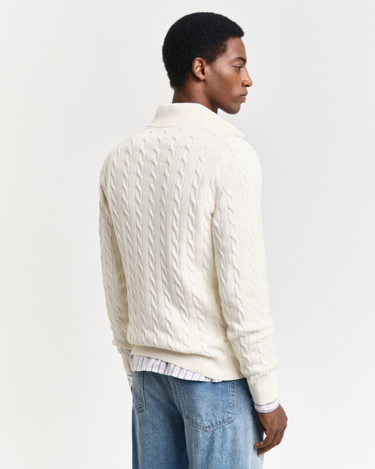 Gant Jersey de punto de ochos de algodón con media cremallera En oferta