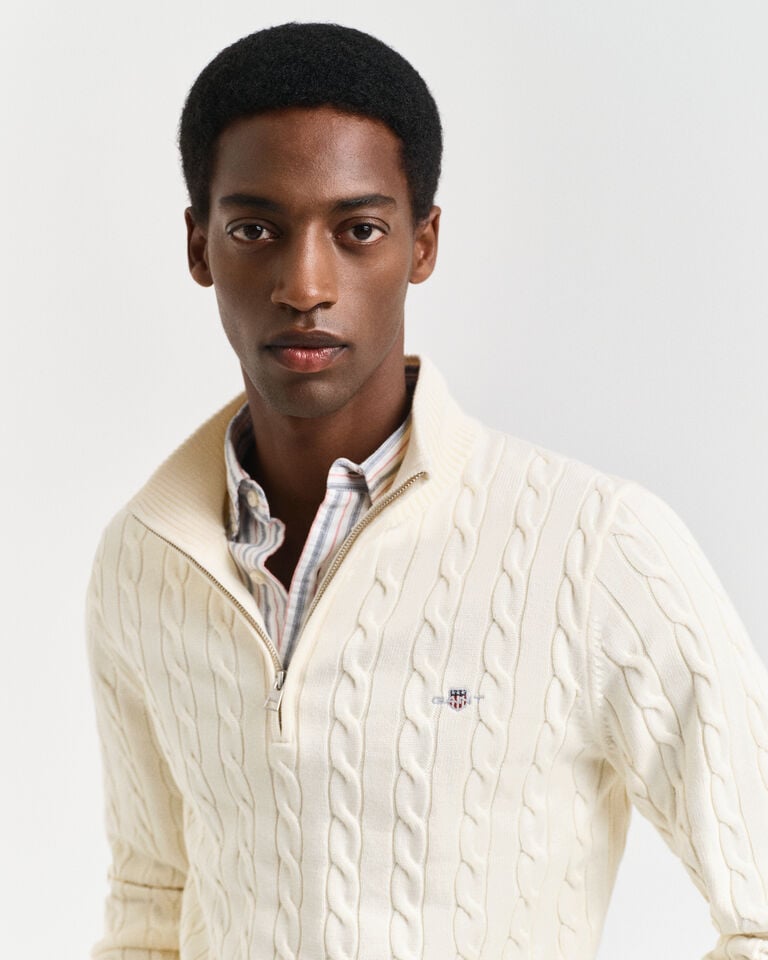 Gant Jersey de punto de ochos de algodón con media cremallera En oferta