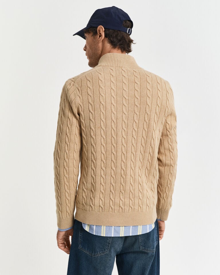 Gant Jersey de punto de ochos de algodón con media cremallera Gran oferta