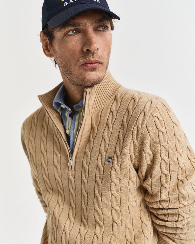 Gant Jersey de punto de ochos de algodón con media cremallera Gran oferta