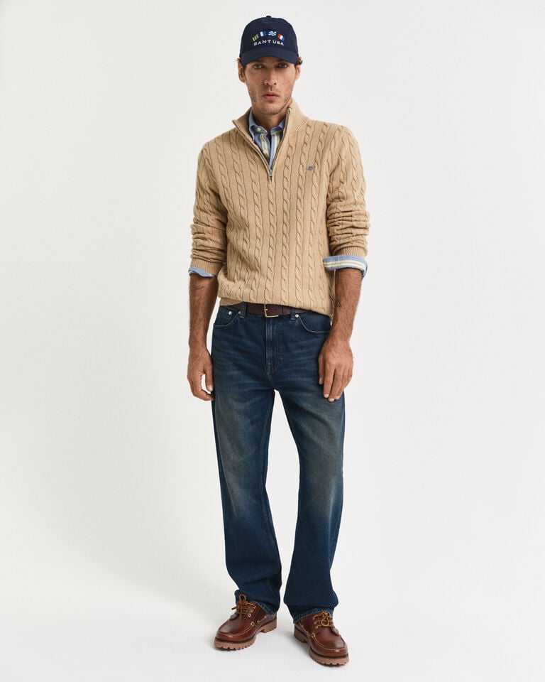 Gant Jersey de punto de ochos de algodón con media cremallera Gran oferta