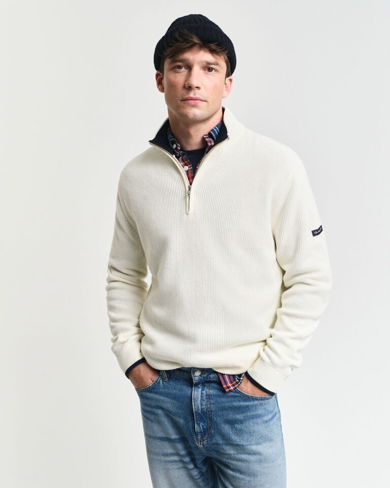 Gant Jersey con media cremallera de algodón acanalado