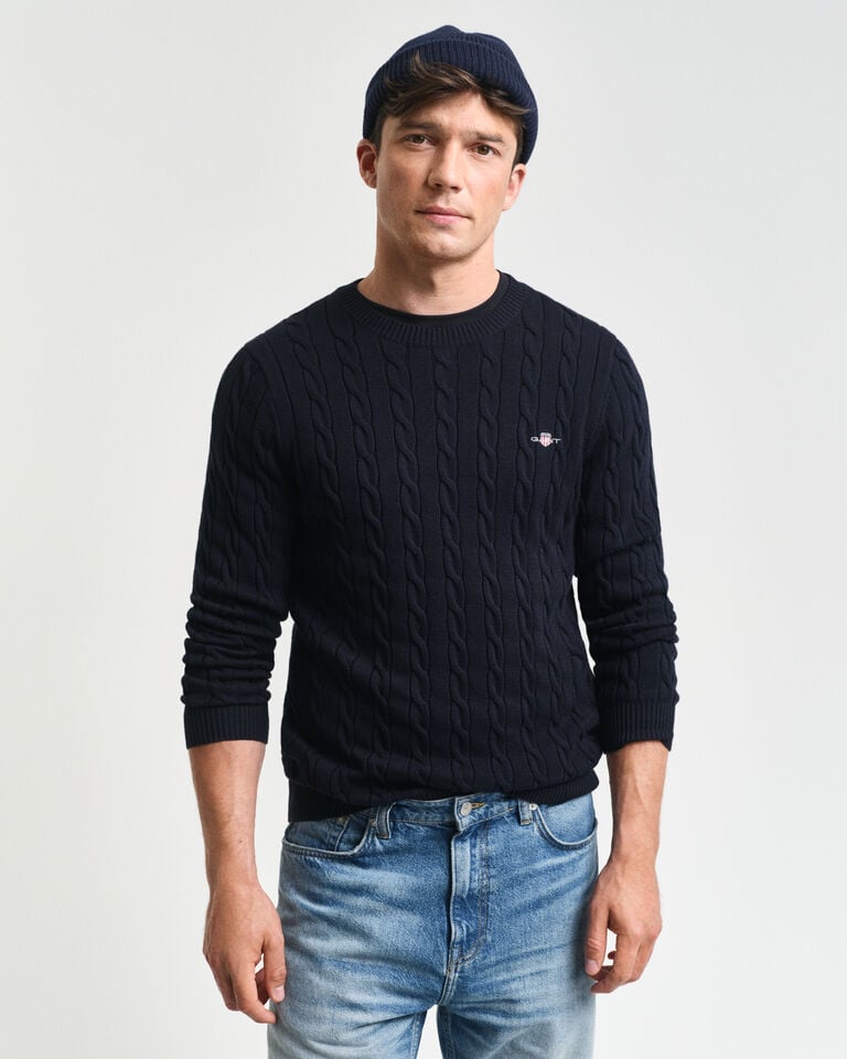 Gant Jersey de cuello redondo y punto de ochos en algodón