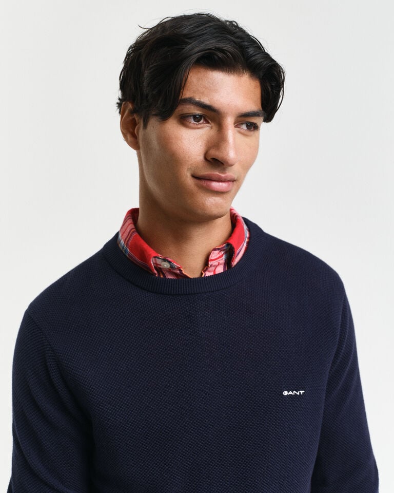 Gant Jersey de cuello redondo en piqué de algodón Tienda de fábrica