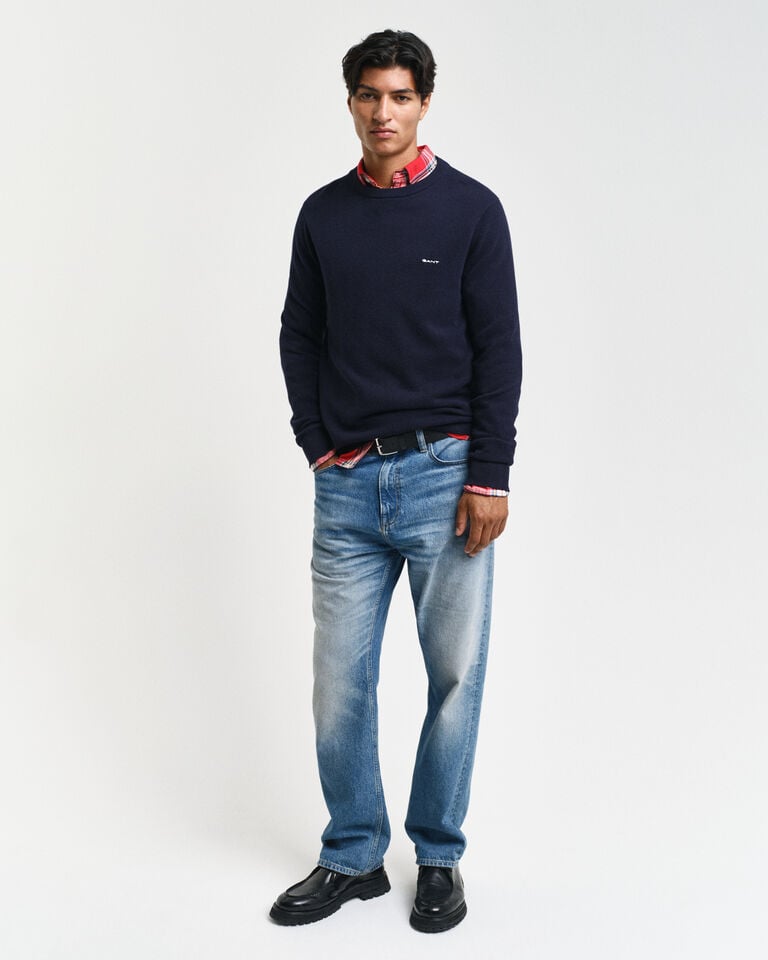 Gant Jersey de cuello redondo en piqué de algodón Tienda de fábrica