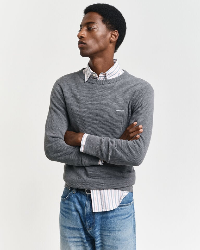 Gant Jersey de cuello redondo en piqué de algodón