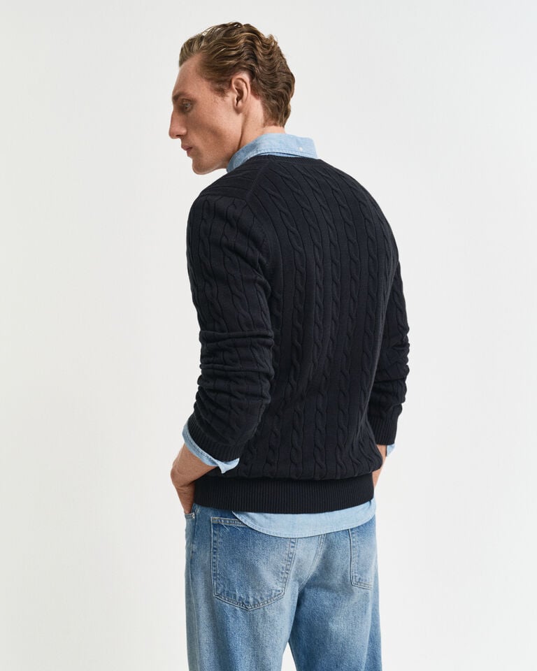 Gant Jersey de cuello redondo y punto de ochos en algodón Precios de Black Friday