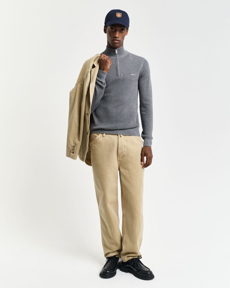 Gant Jersey de piqué de algodón con media cremallera En oferta