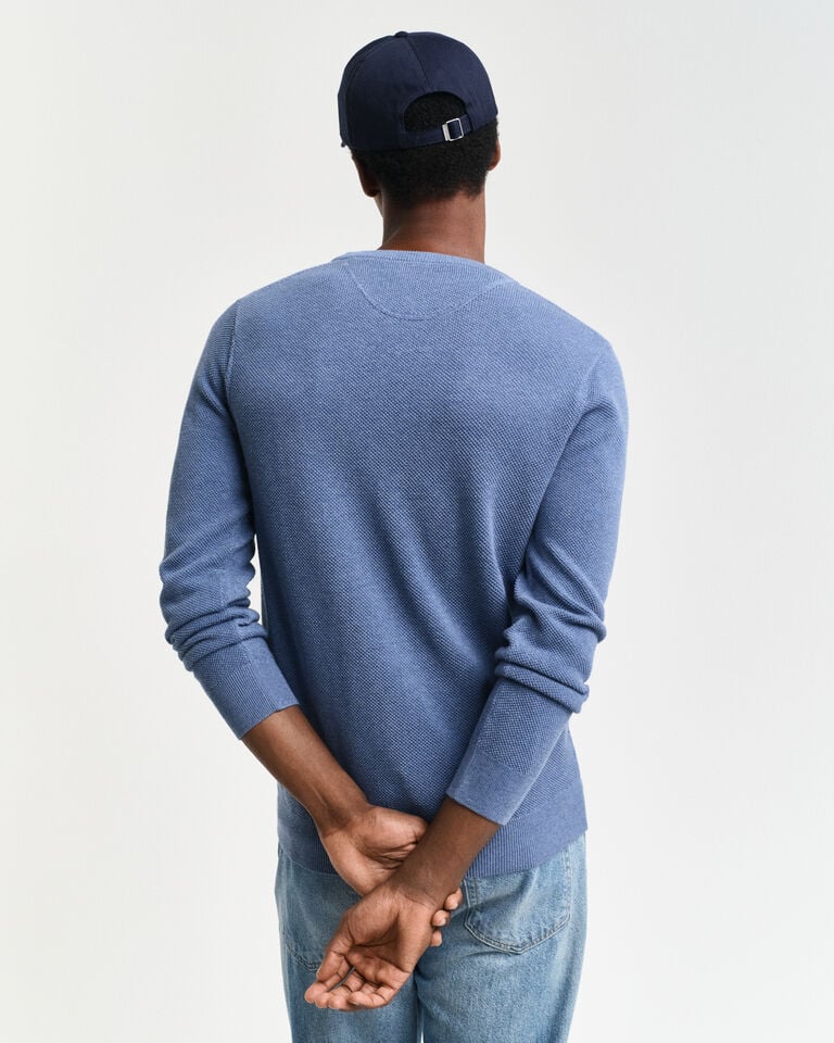 Gant Jersey de cuello redondo en piqué de algodón Descuento por venta flash