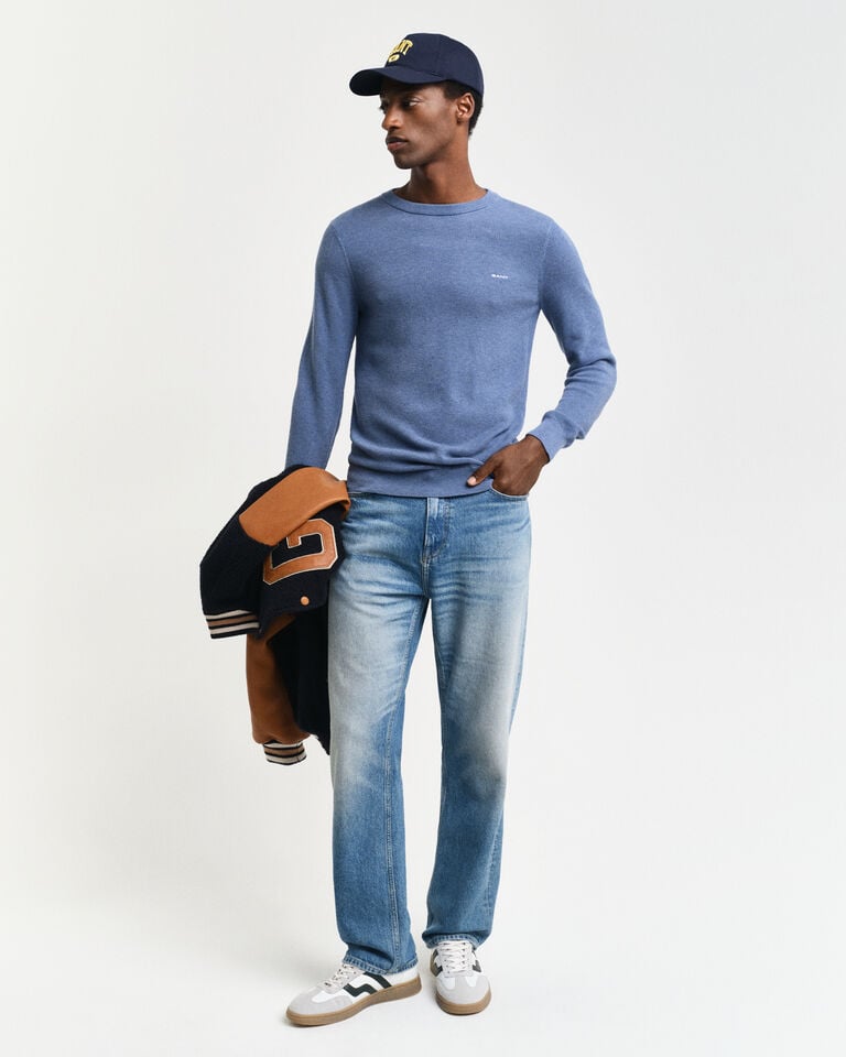 Gant Jersey de cuello redondo en piqué de algodón Descuento por venta flash