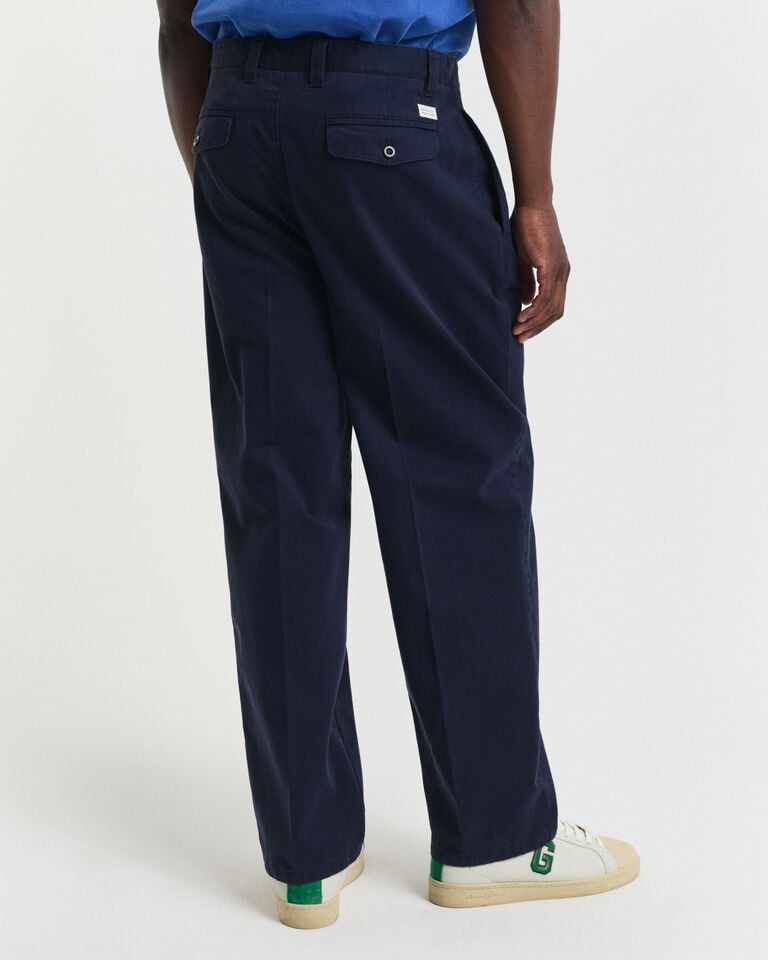 Gant Pantalones chinos de pinzas Relaxed Fit en sarga de algodón Ventas relámpago