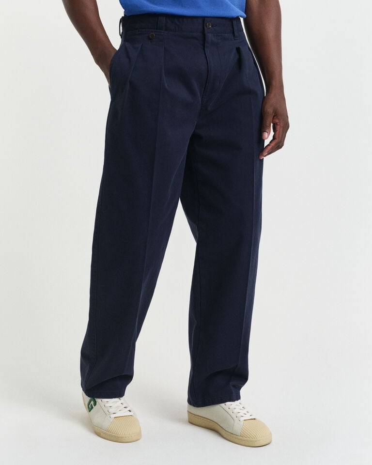 Gant Pantalones chinos de pinzas Relaxed Fit en sarga de algodón Ventas relámpago