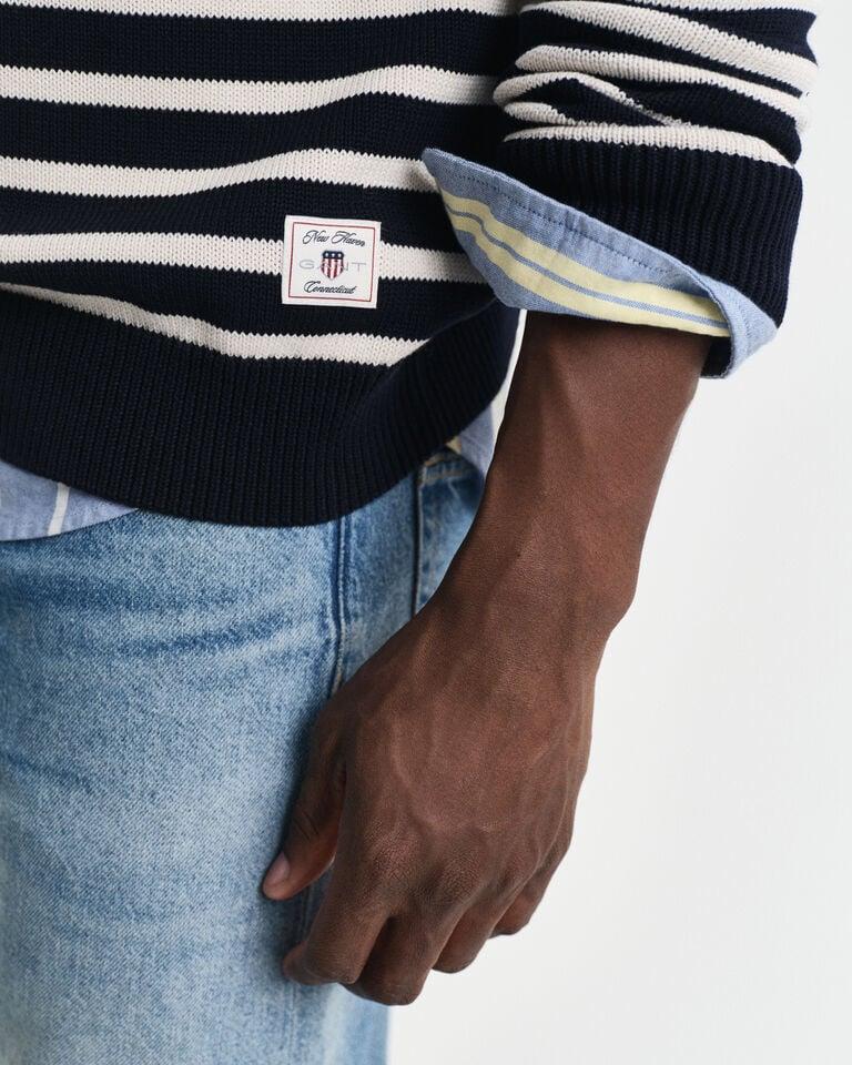 Gant Jersey de algodón a rayas con media botonadura en el cuello Oferta exclusiva